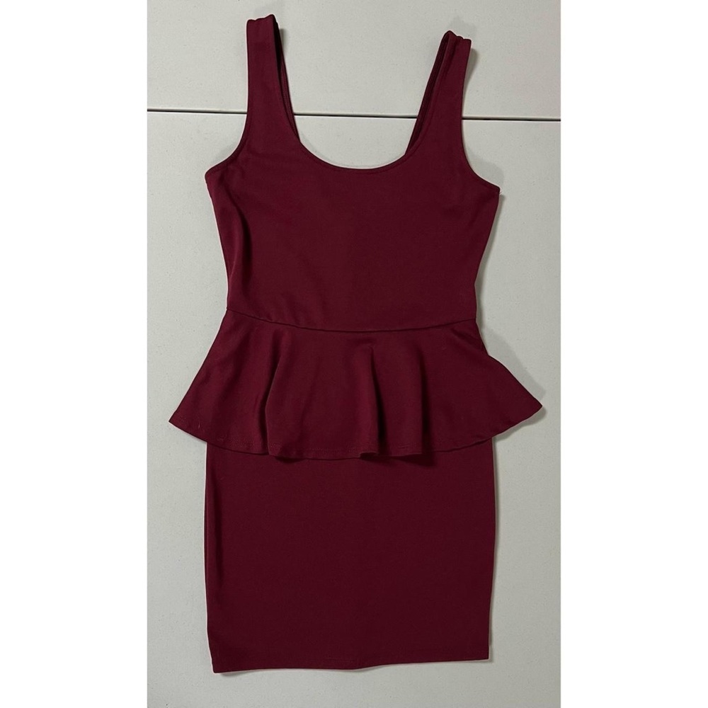 Burgundy Red Maroon Peplum Bodycon Mini Dress Size M ♥️✨ #bodycon #dress #peplum